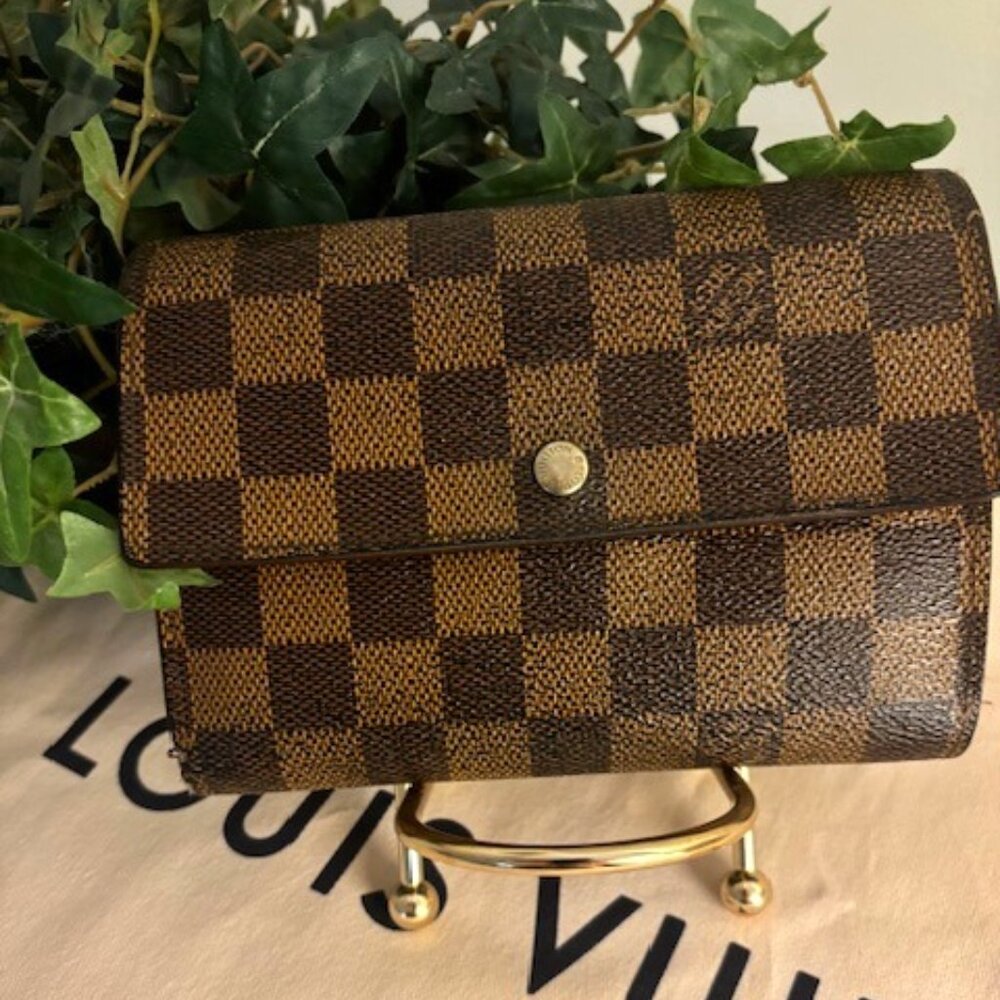 🦄LV DAMIER EBENE PORTE TRESOR ETUI PAPIER WALLET-UNISEX